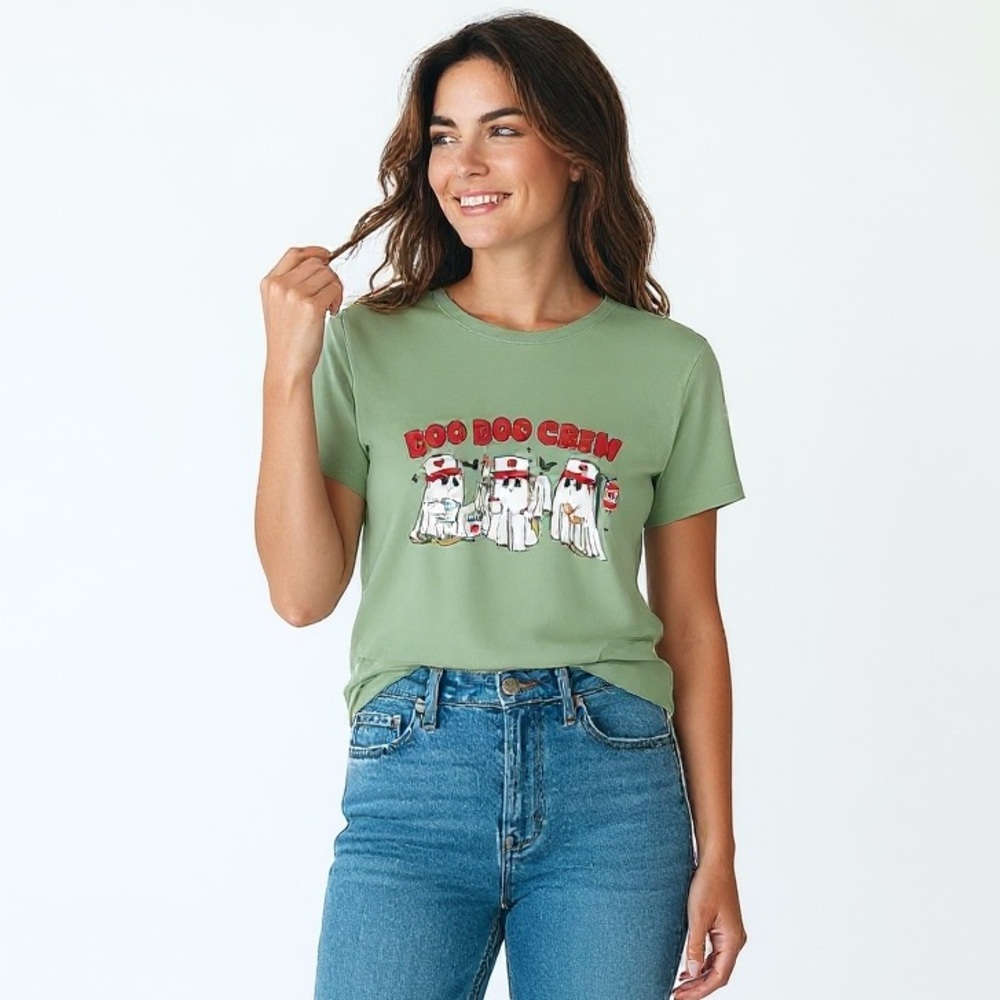 NWOT Halloween Green Boo Boo Crew Graphic Tee Various Sizes Available